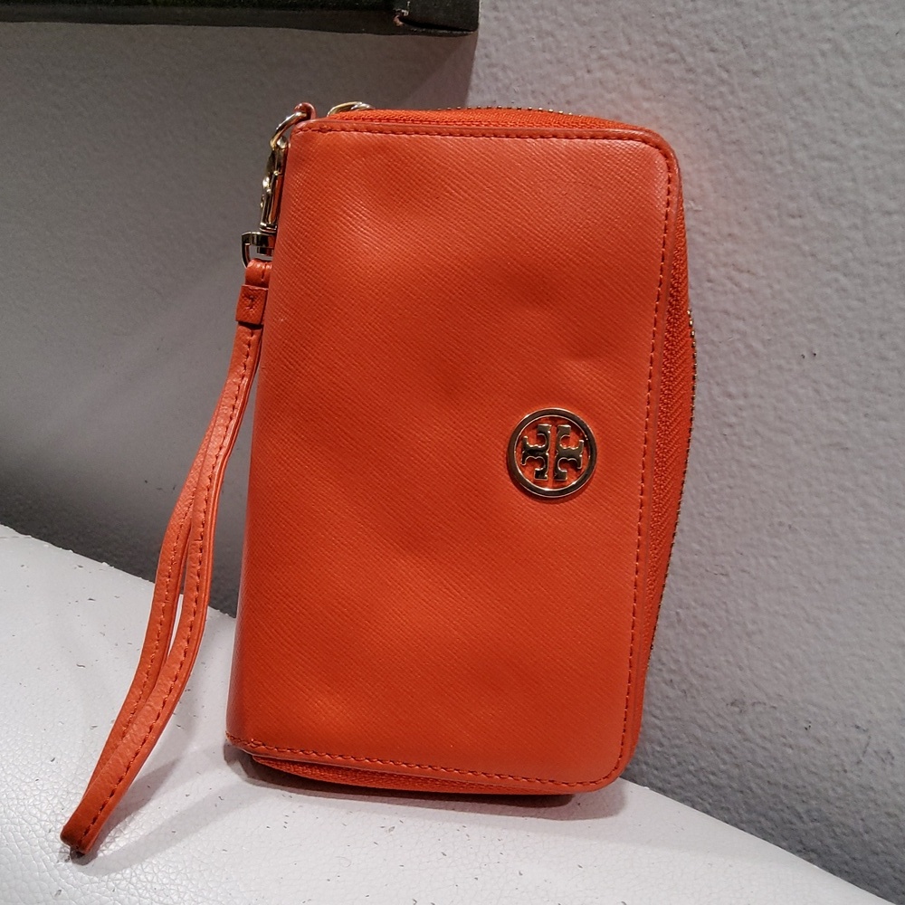 Tory Burch Orange Small Wristlet